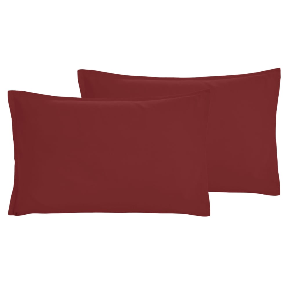 Parure de lit percale lavée 2 taies rectangles terre brulée 140x200 cm — vue 4