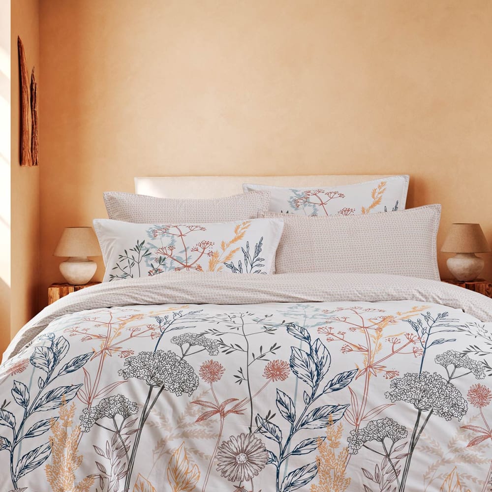 Parure en percale de coton + 2 taies carrées Sable 260x240 cm