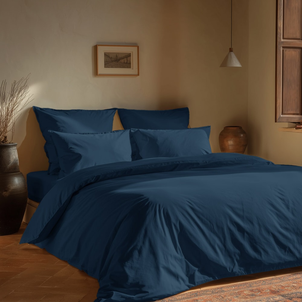 Parure de lit avec 2 taies rectangles coton bio Denim 240x220 cm