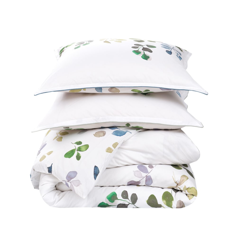 Parure en percale de coton + 2 taies carrées Eucalyptus 200x200 cm