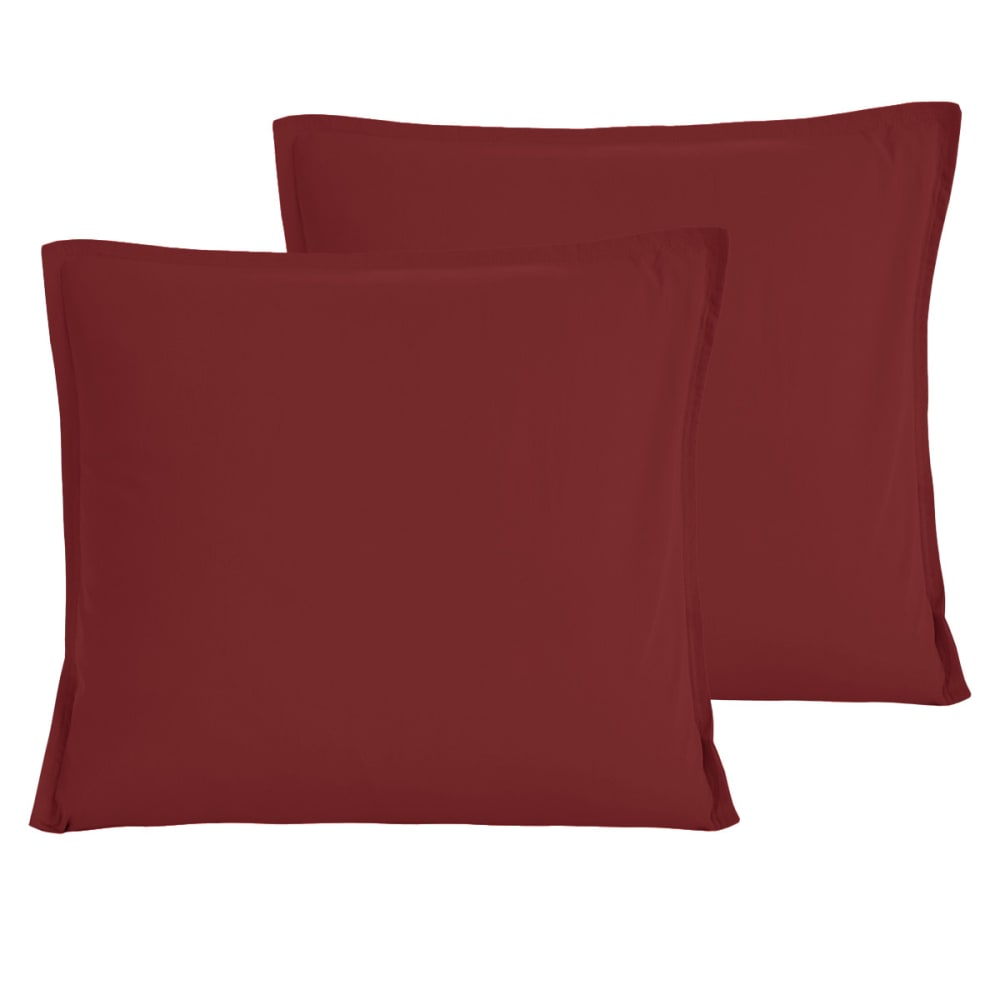 Parure de lit percale lavée + 2 taies carrées terre brulée 200x200 cm — vue 3