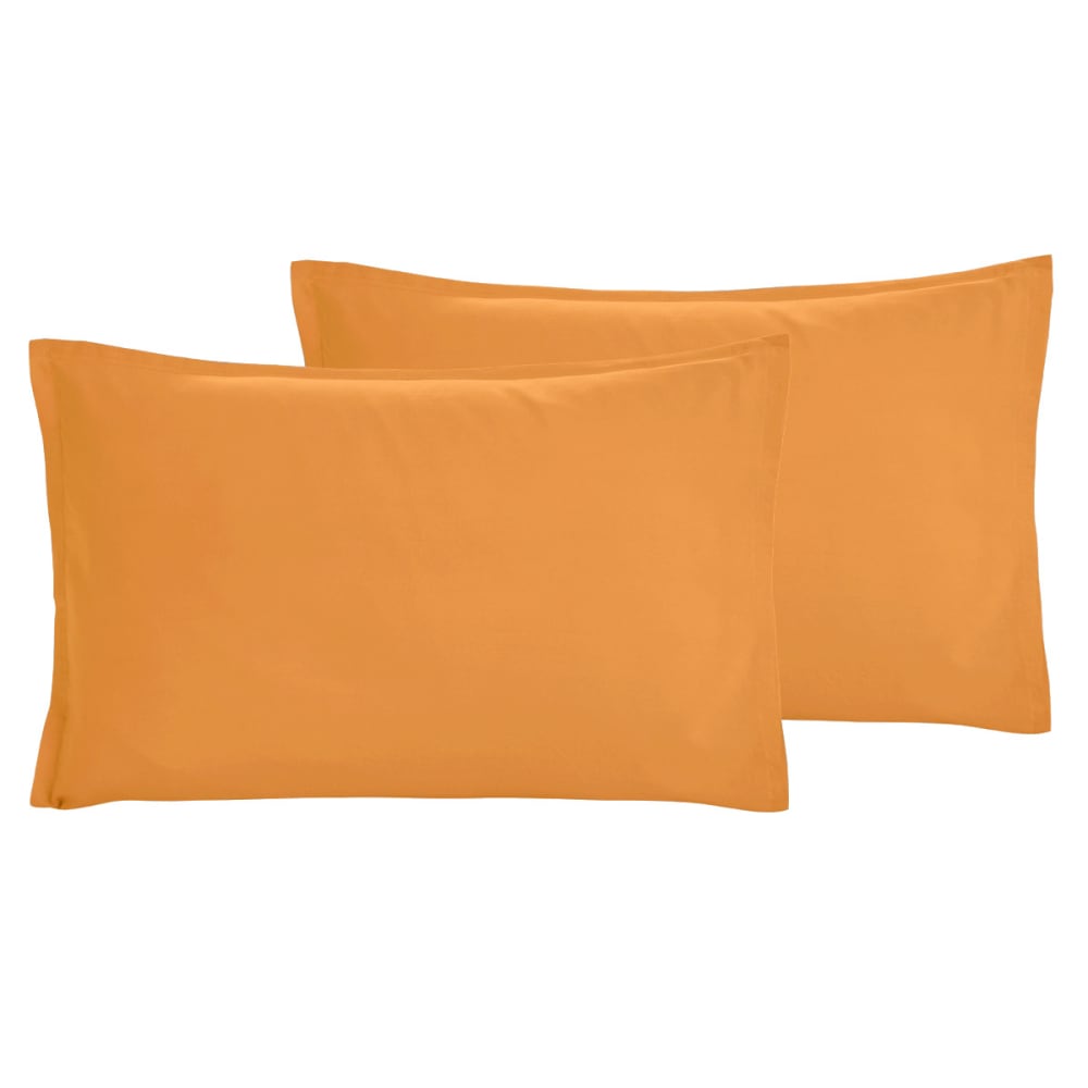 Parure de lit percale lavée 2 taies rectangles caramel 200x200 cm — vue 4