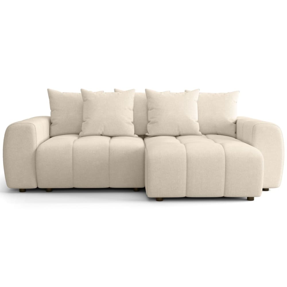 Canapé d'angle convertible réversible 4 places en tissu chenille beige