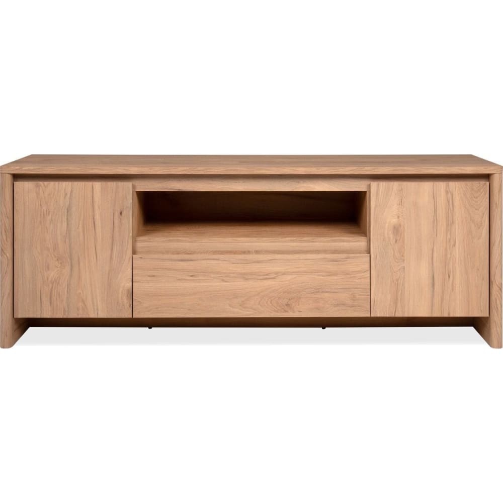 Meuble TV 2 portes 1 tiroir effet bois 163 cm