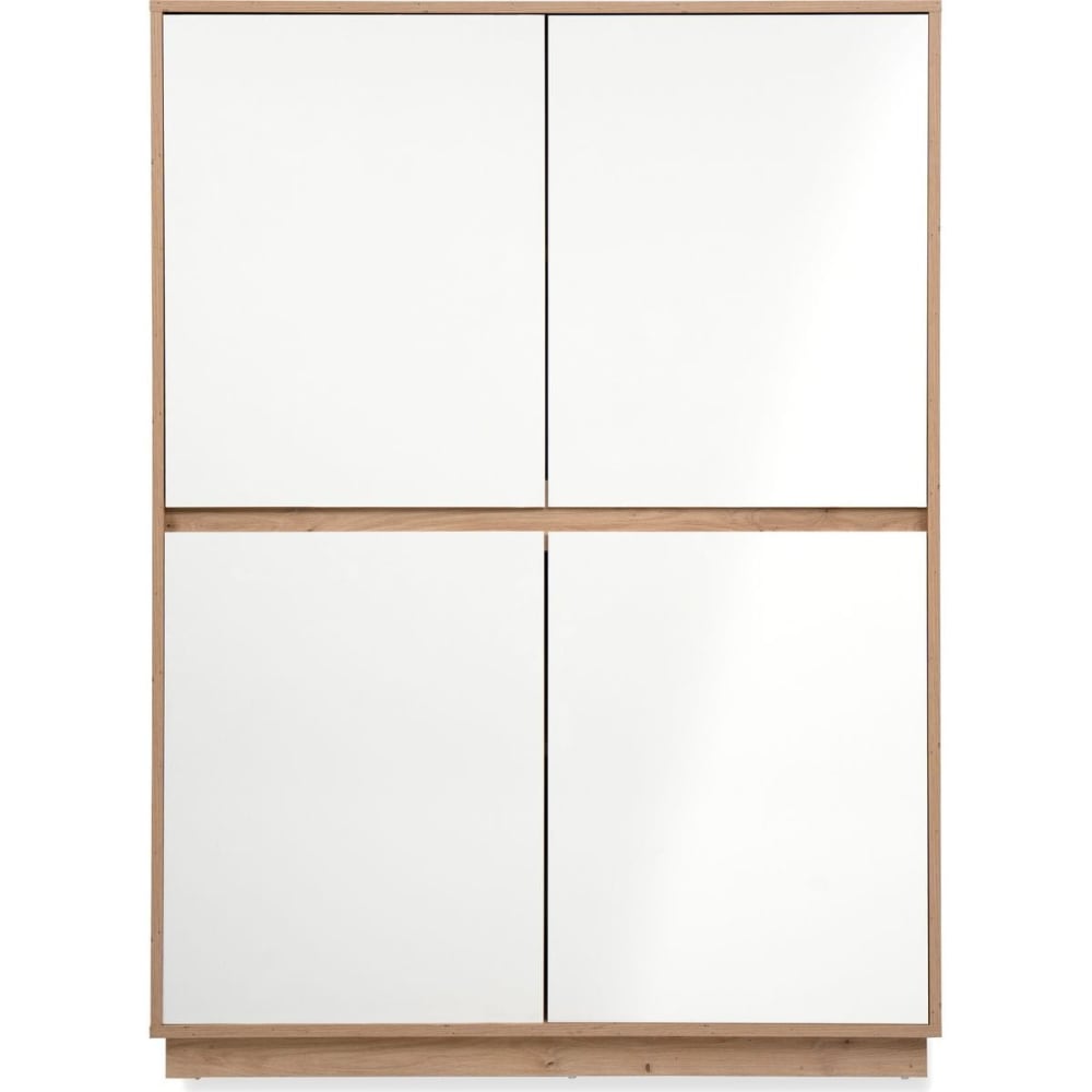 Buffet 4 portes effet Chêne et blanc brillant 101 cm