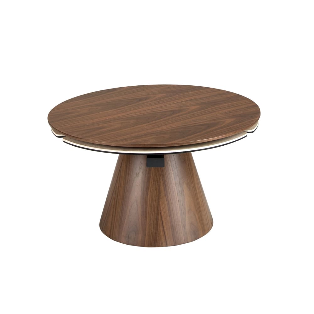 Angel Cerda Ausziehbarer runder Couchtisch aus Nussbaumholz und Feinsteinzeug style modern Braun
