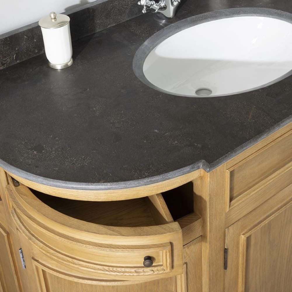 Signature Doppelwaschtisch aus Eiche und blauem Stein style modern Braun Holz