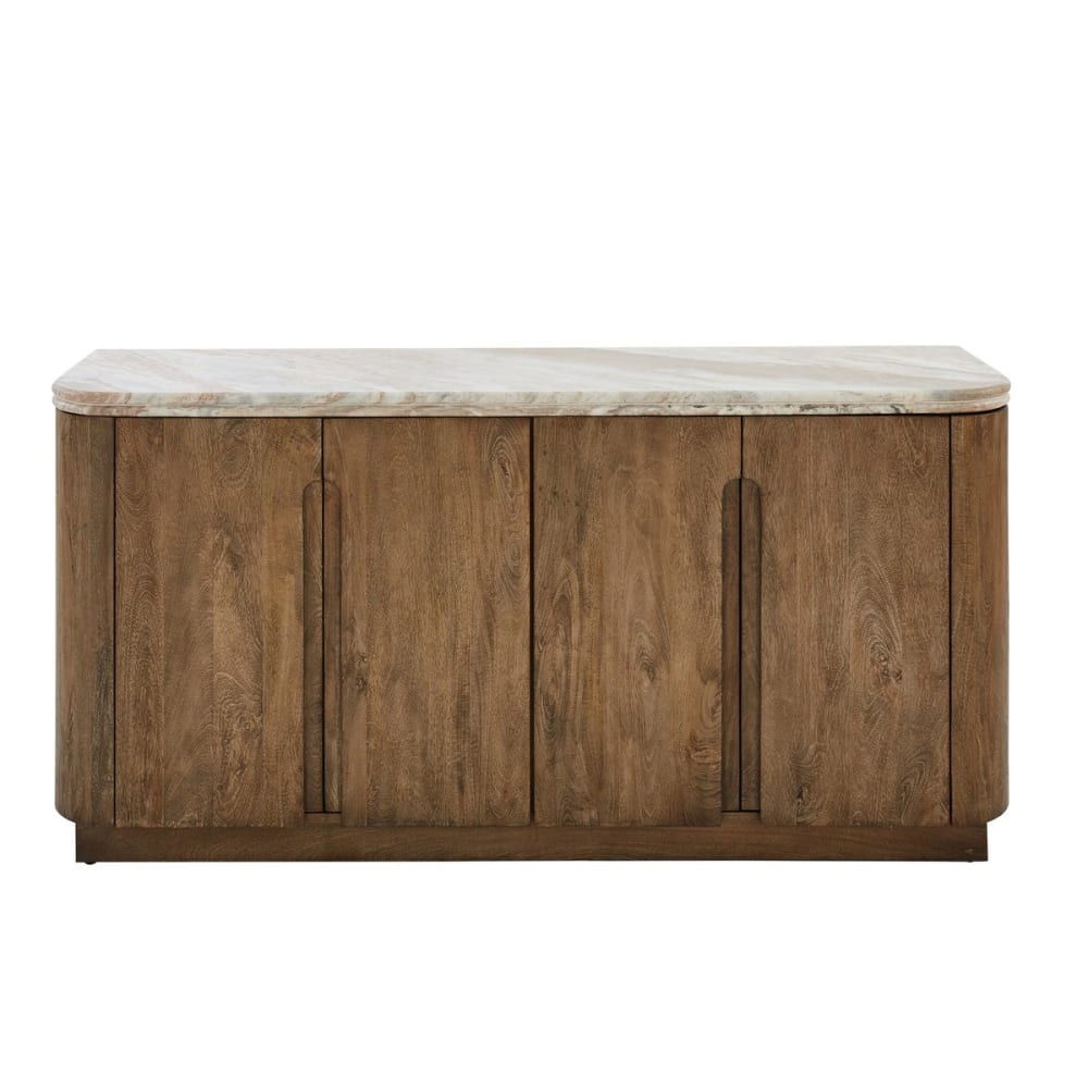 Buffet en bois massif et marbre