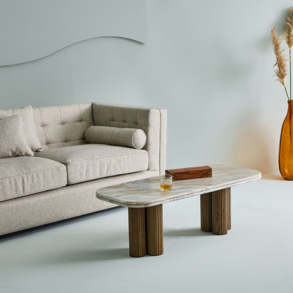 Signature Couchtisch Marmorplatte style modern Beige Naturstein
