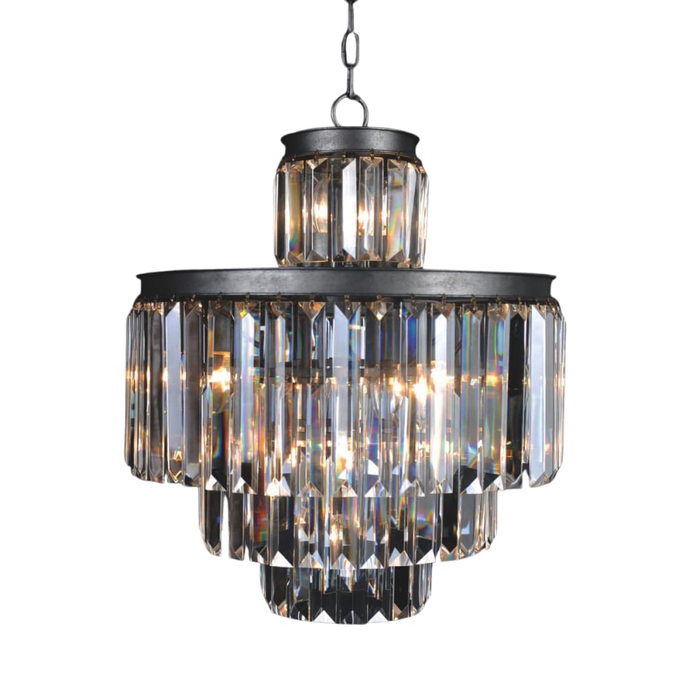 Lustre en métal galvanisé gris - H63 cm