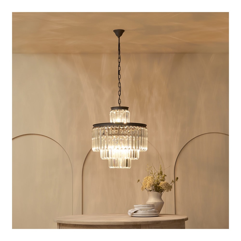 Lustre en métal galvanisé gris - h63 cm