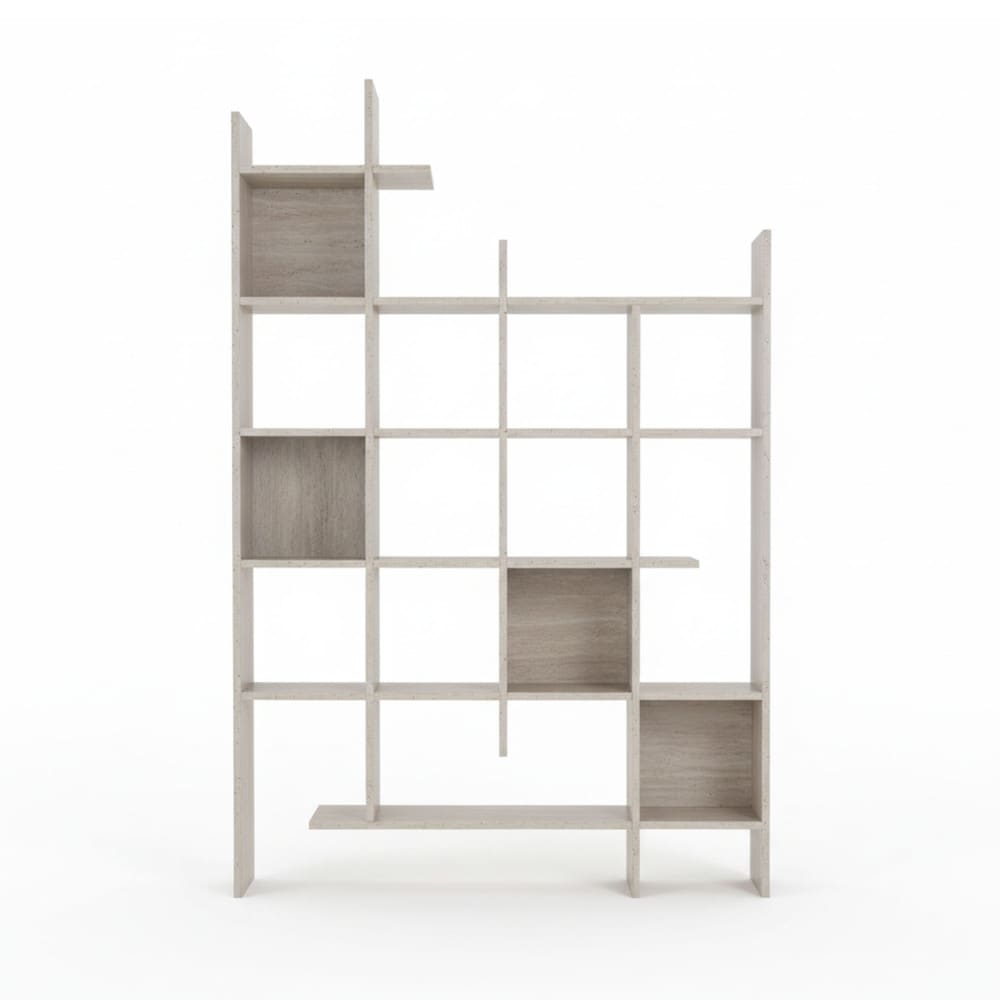 Bibliothèque effet travertin H188cm - Beige
