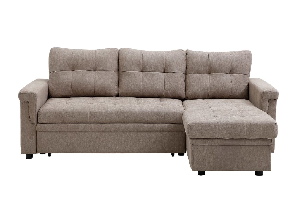 Canapé d'angle polyester 4 places taupe Canapé d'angle polyester 4 places taupe