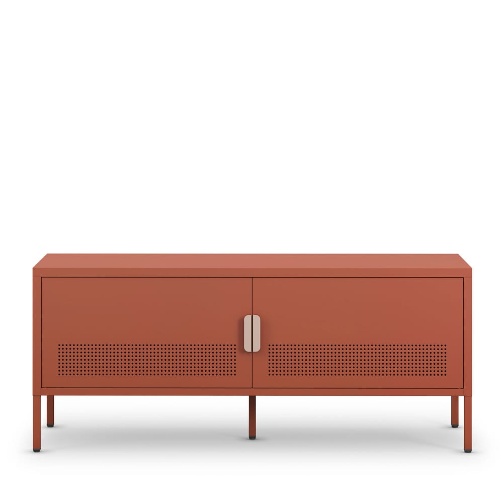 Meuble TV 2 portes en métal L120cm - Terracotta