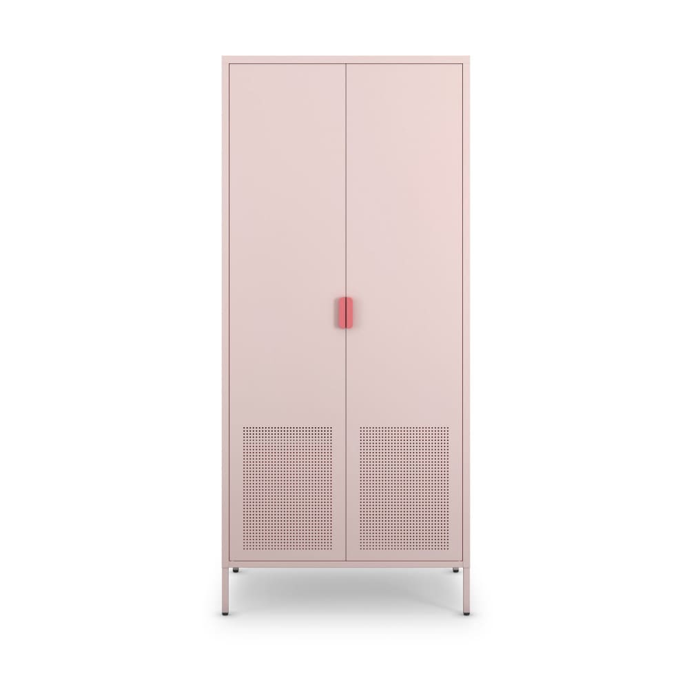 Armoire 2 portes en métal H180cm - Rose blush