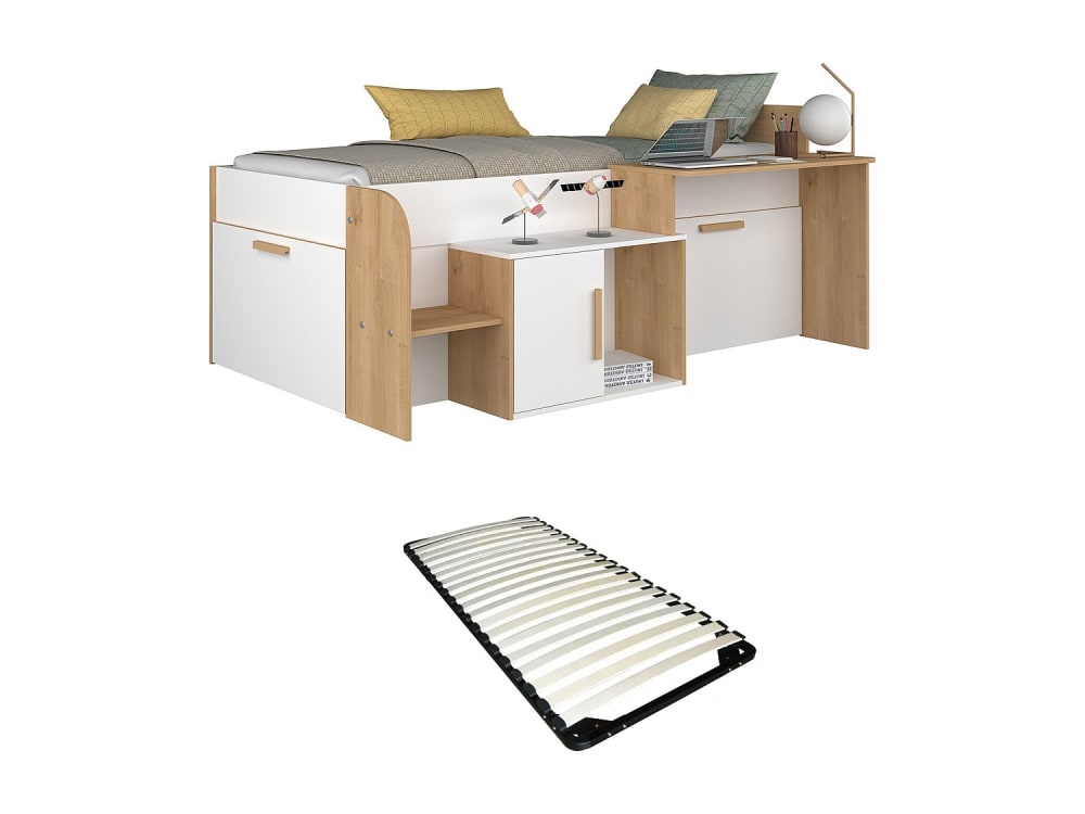 Lit combiné panneau de particule naturel clair 90 x 200 Lit combiné panneau de particule naturel clair 90 x 200