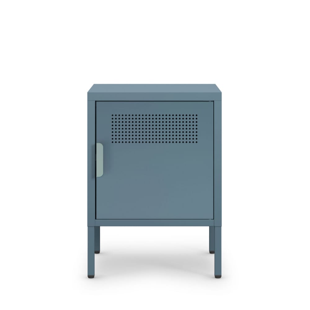 Table de chevet 1 porte en métal L40cm - Bleu glacier