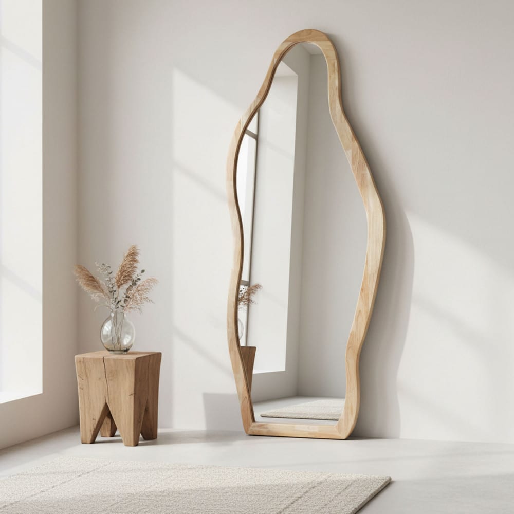 Miroir organique en bois 70x180cm - Bois clair