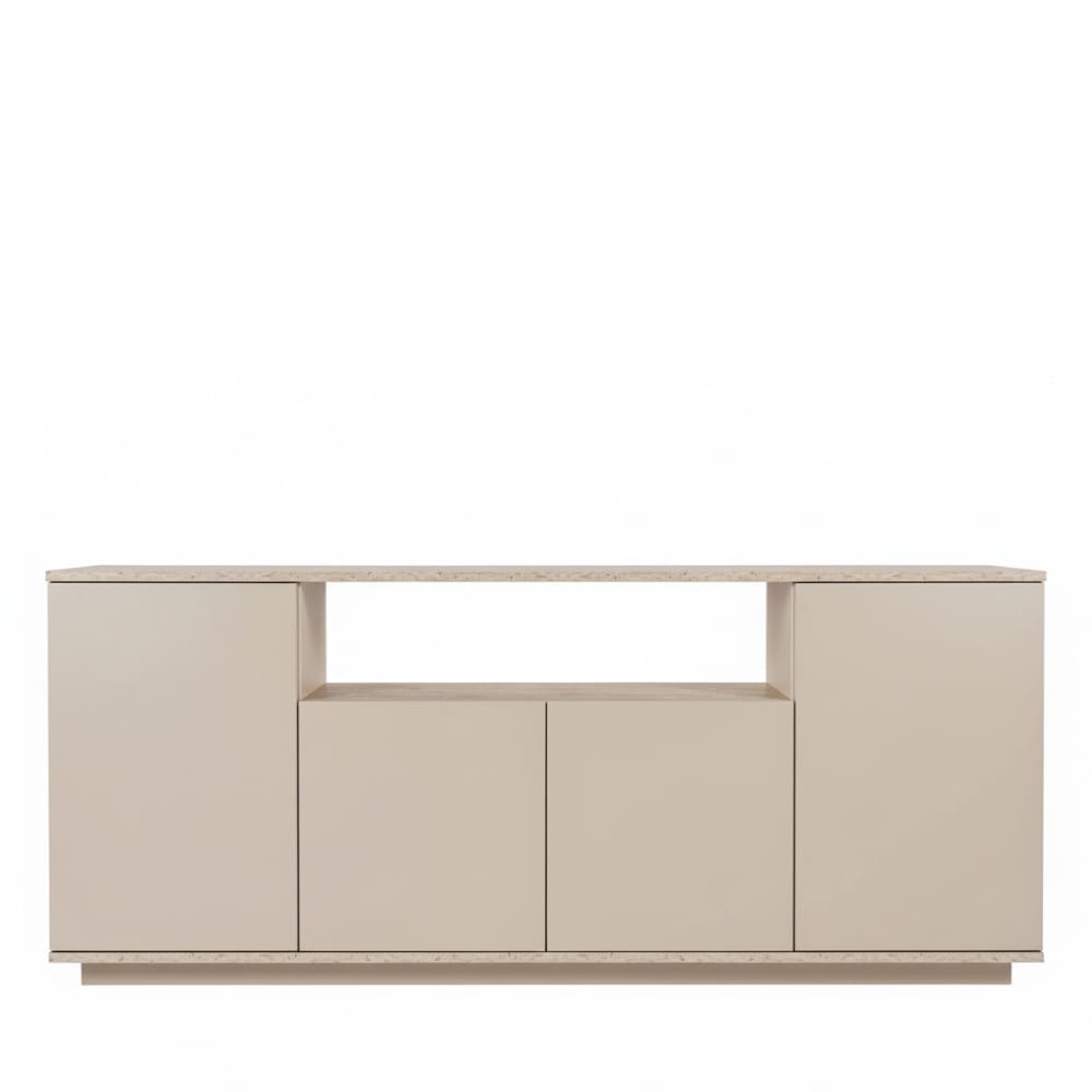 Buffet 4 portes effet travertin L180cm - Beige