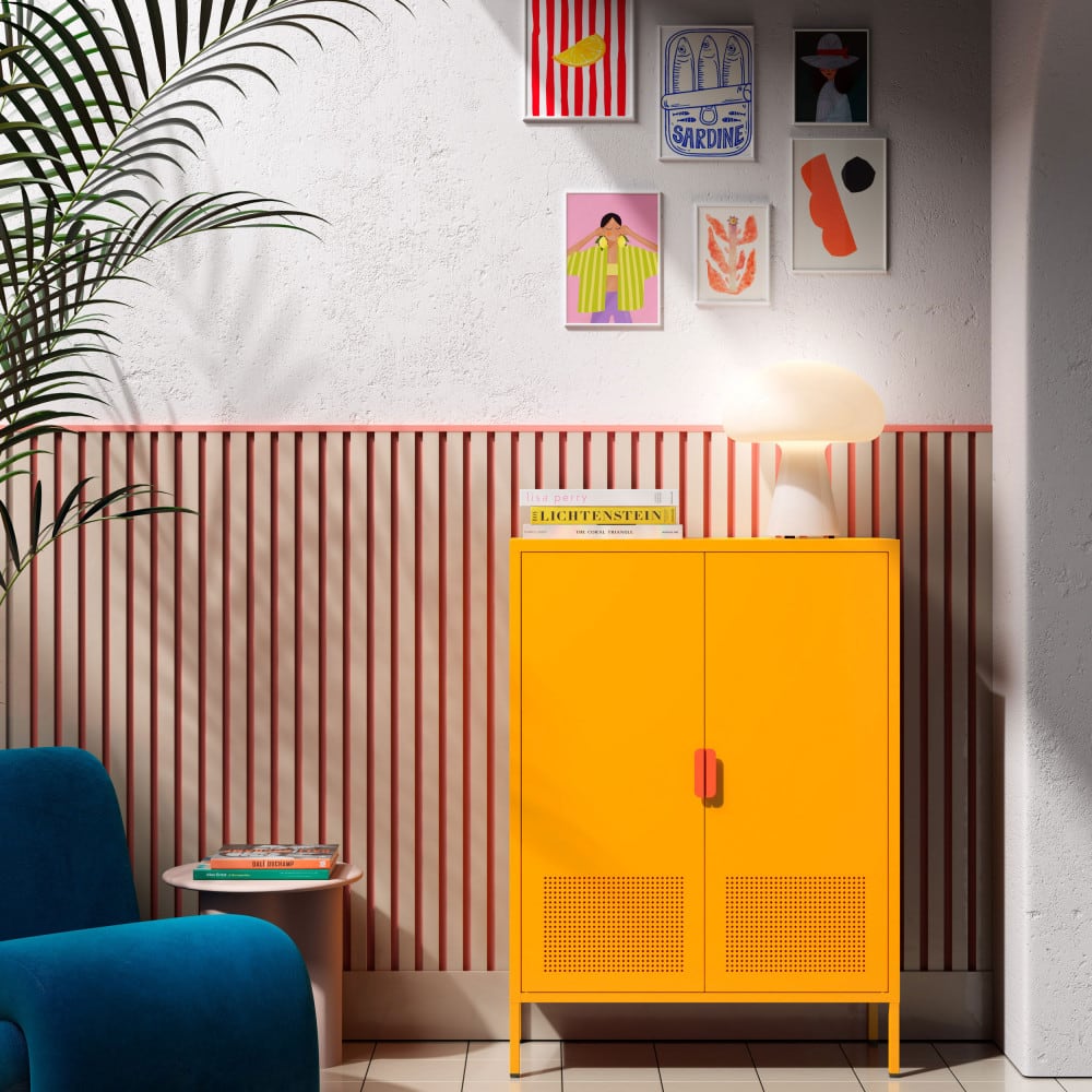 Buffet haut 2 portes en métal h110cm - orange
