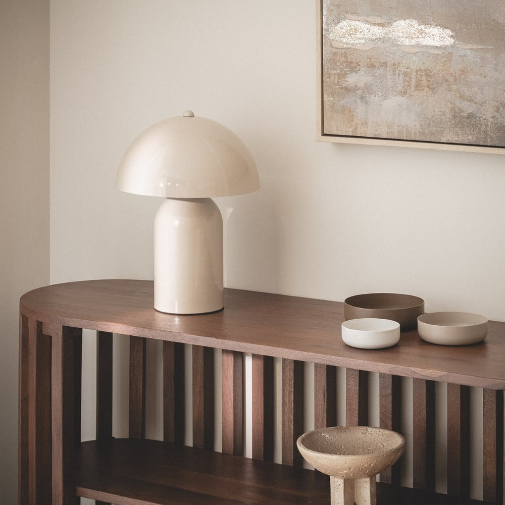 Lampe à poser champignon en métal - beige — vue 3