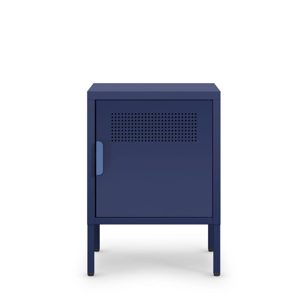 Table de chevet 1 porte en métal L40cm - Bleu