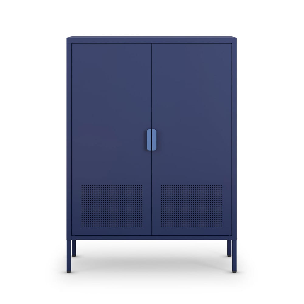 Buffet haut 2 portes en métal H110cm - Bleu