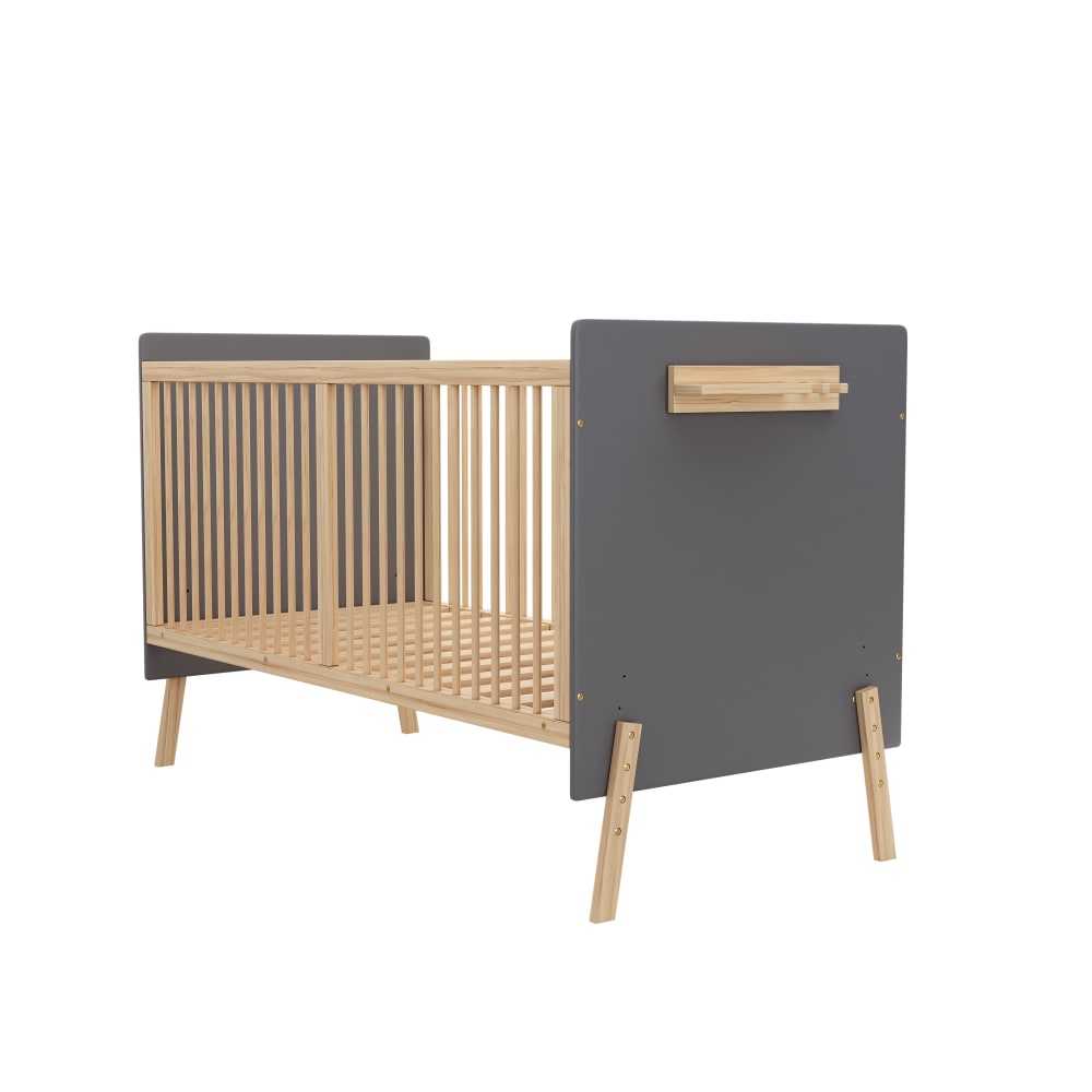 Lit bébé en bois massif bleu avec hauteur réglable 80 x 160 cm