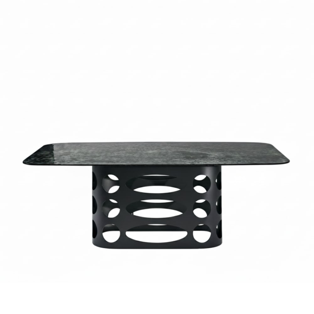 Table fixe en verre gris