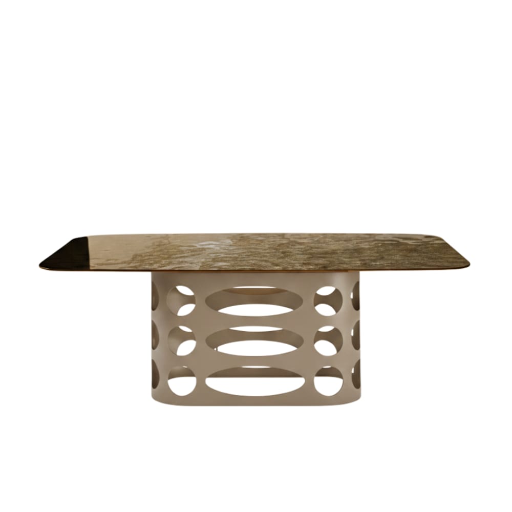Table fixe en verre martelé - bronze