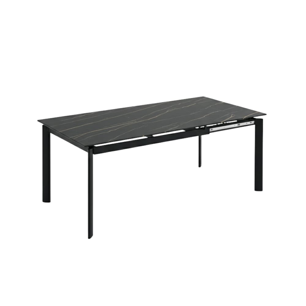 Table extensible en grès cérame effet marbre noir, 140 x 90 cm, hauteu