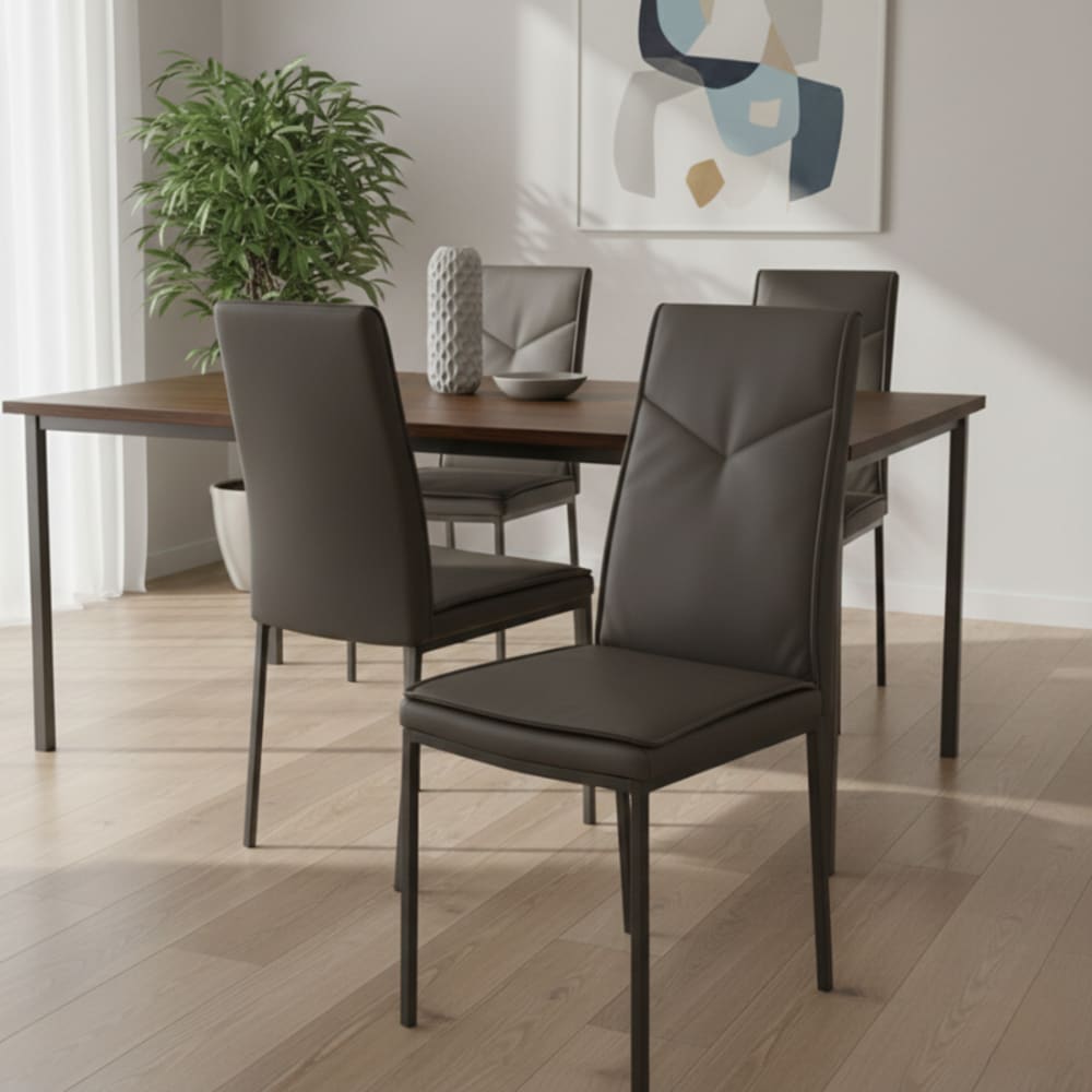 Ensemble de 2 chaises marron effet cuir, 42 x 60 cm, hauteur 100 cm