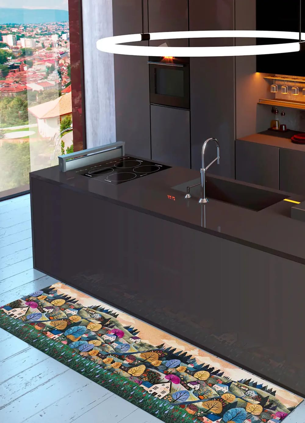 Tapis de cuisine lavable paysage multicolore 52x200 cm — vue 3