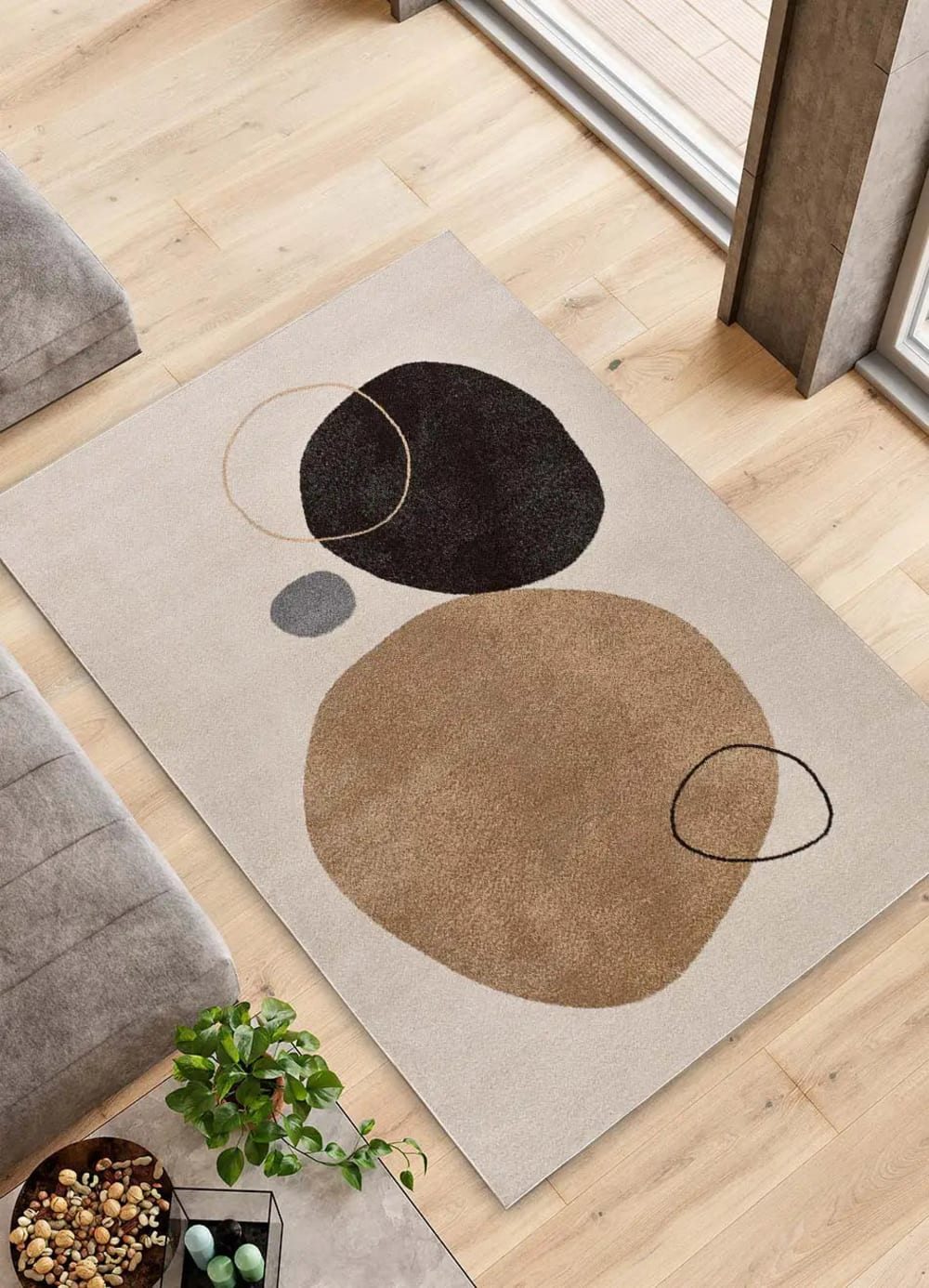 Tapis moderne beige/noir 160x230 cm — vue 3