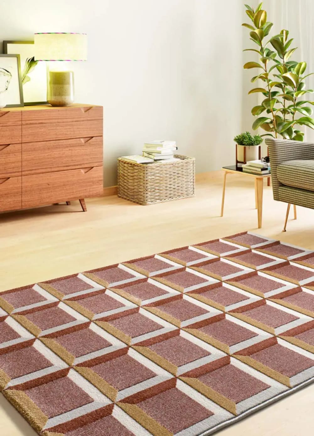 Tapis à relief géométrique rouille 200x290 cm — vue 3