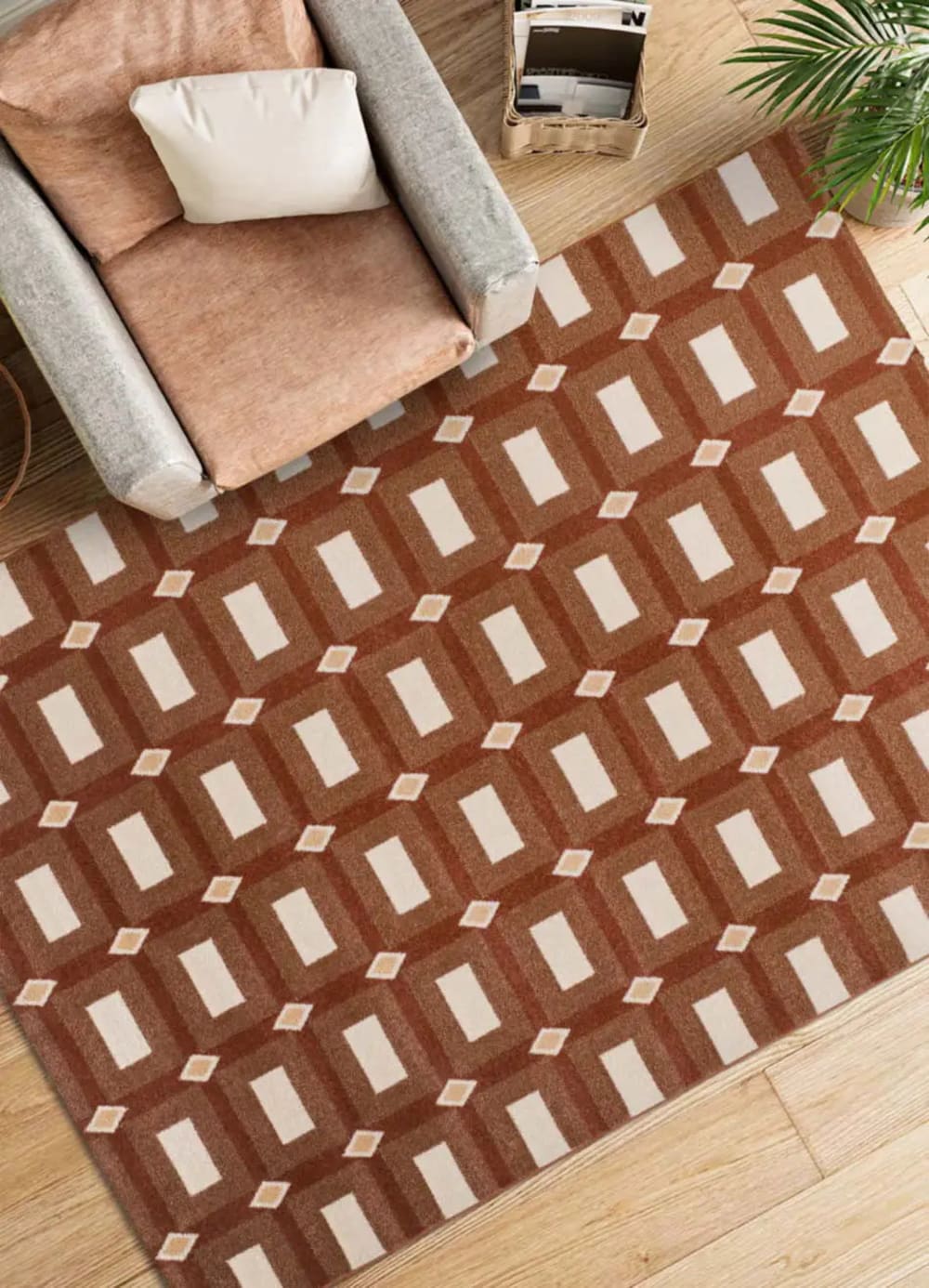 Tapis géométrique rouille 133x190 cm — vue 3