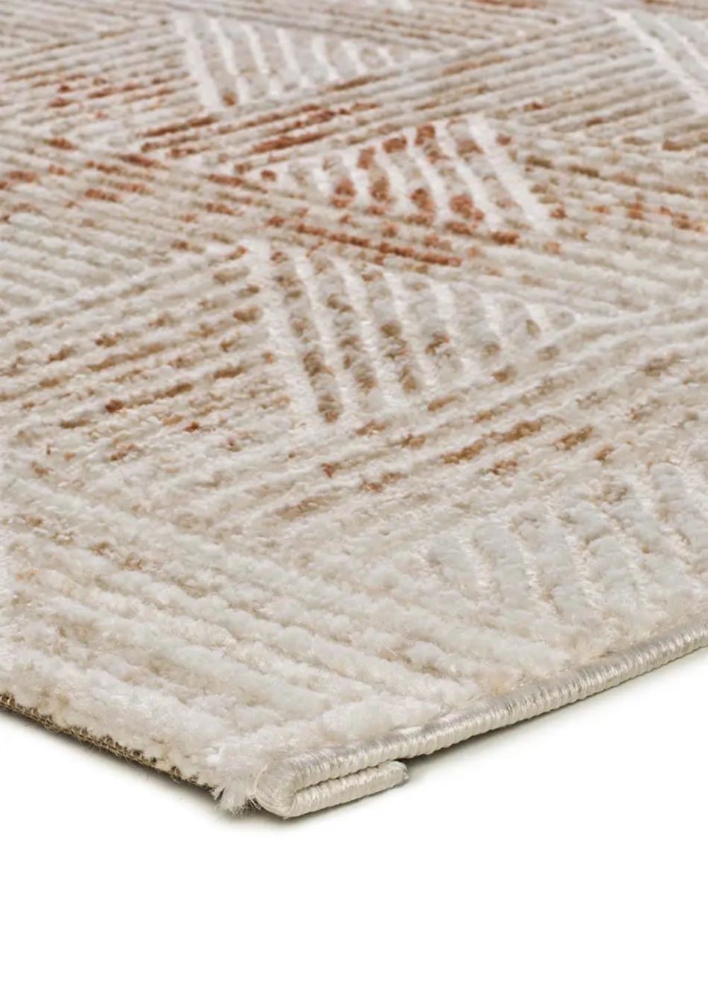Tapis á relief géométrique beige/rouille 134x200 cm — vue 4