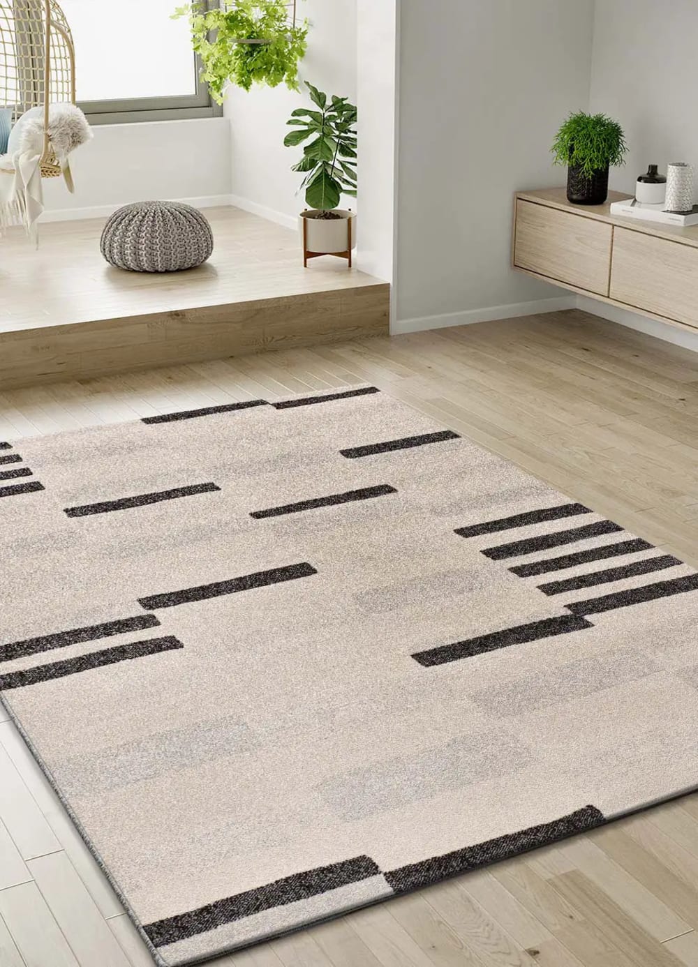 Tapis géométrique beige/gris 120x180 cm — vue 3