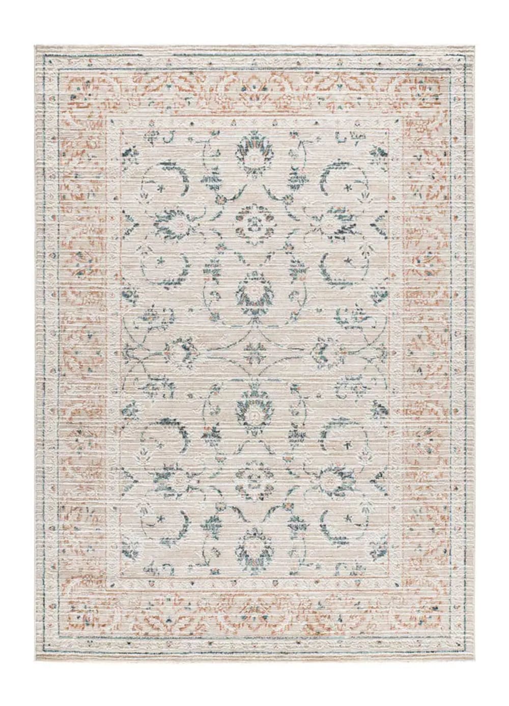 Tapis á relief vintage oriental beige/rouille/bleu 192x290 cm
