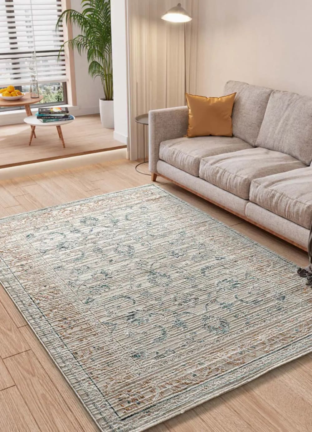 Tapis á relief vintage oriental beige/rouille/bleu 192x290 cm — vue 3