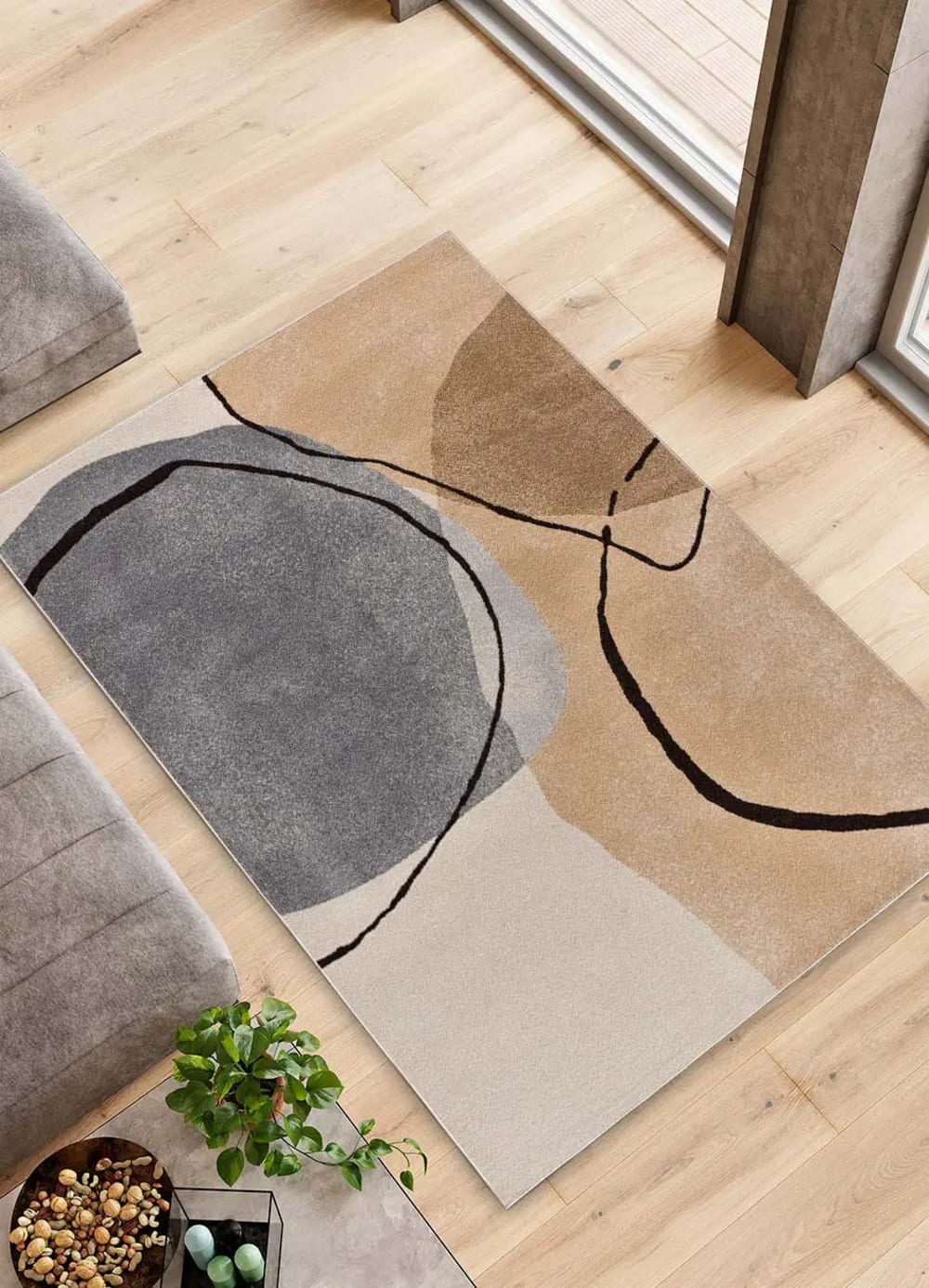 Tapis abstrait beige/gris 160x230 cm — vue 3