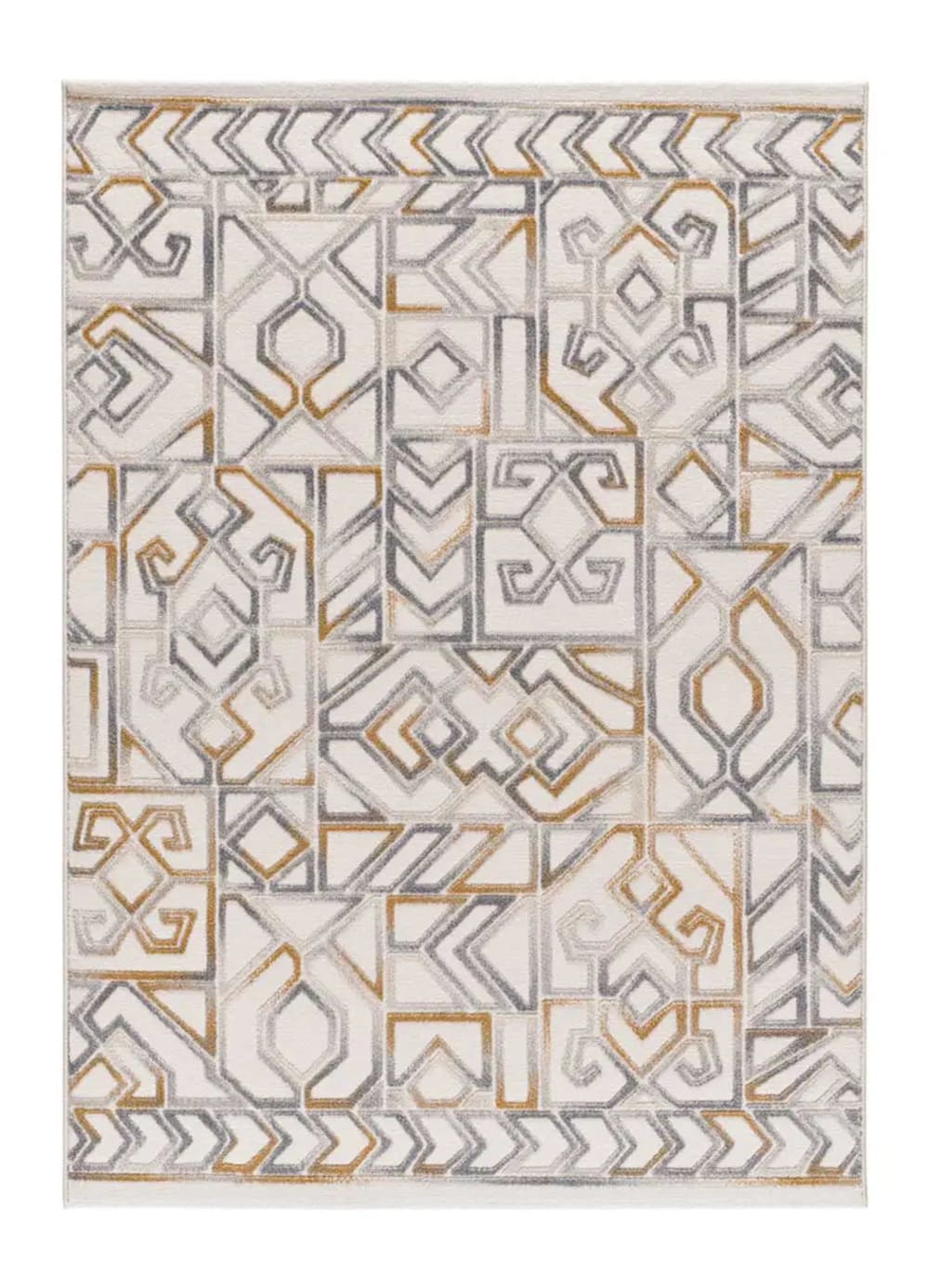 Tapis à relief ethnique beige/multicolore 80x150 cm