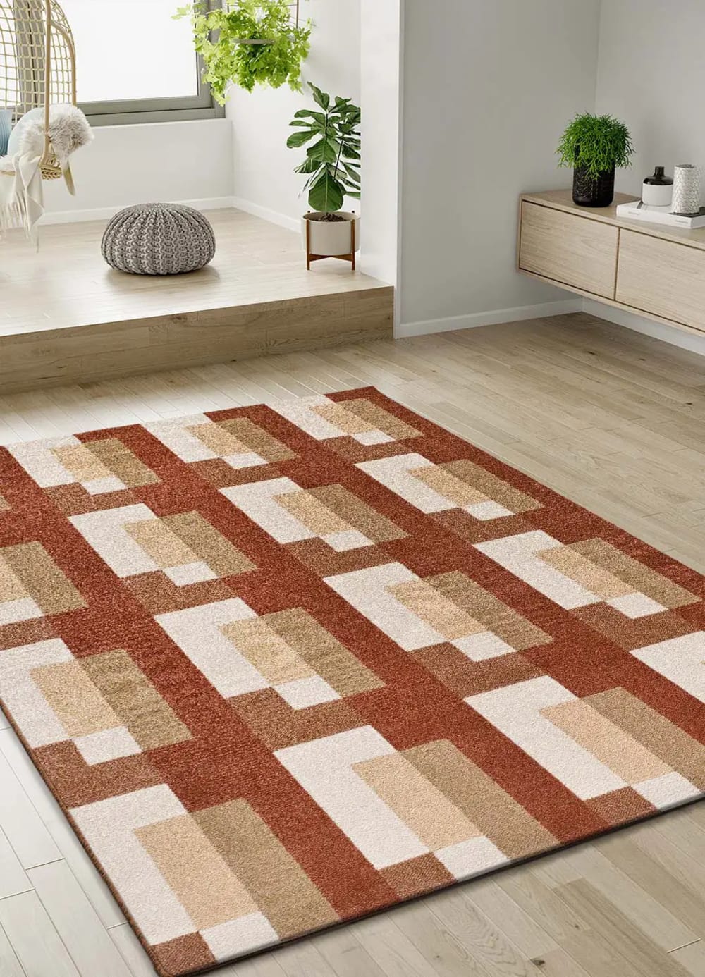 Tapis géométrique rouille 80x150 cm — vue 3