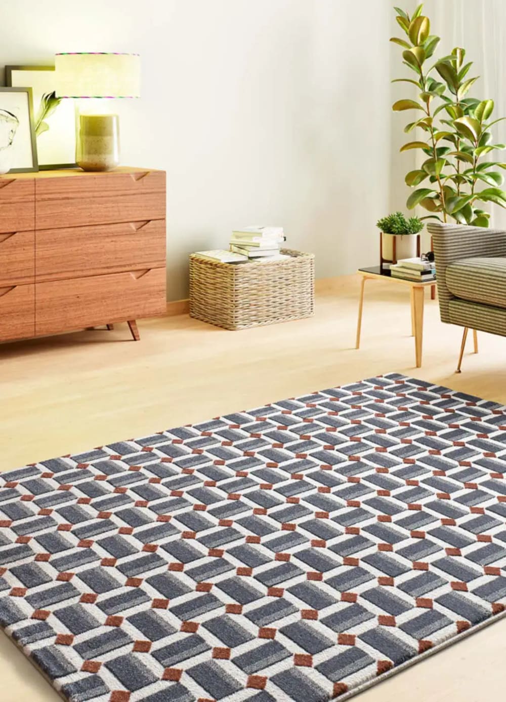Tapis à relief géométrique bleu 133x190 cm — vue 3