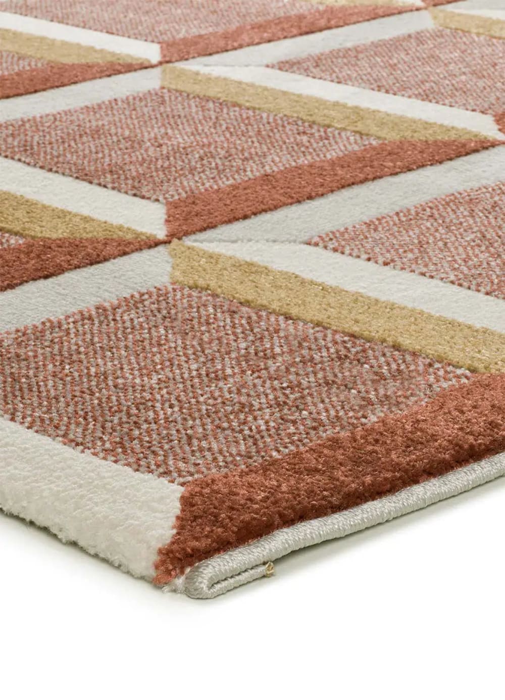 Tapis à relief géométrique rouille 133x190 cm — vue 4