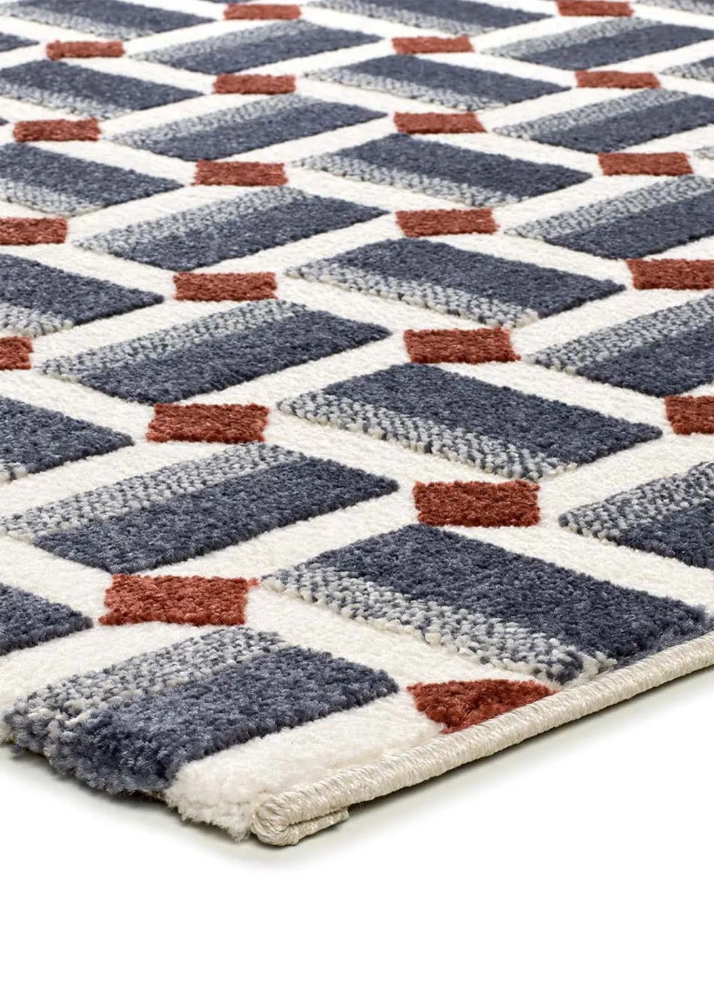 Tapis à relief géométrique bleu 80x150 cm — vue 4
