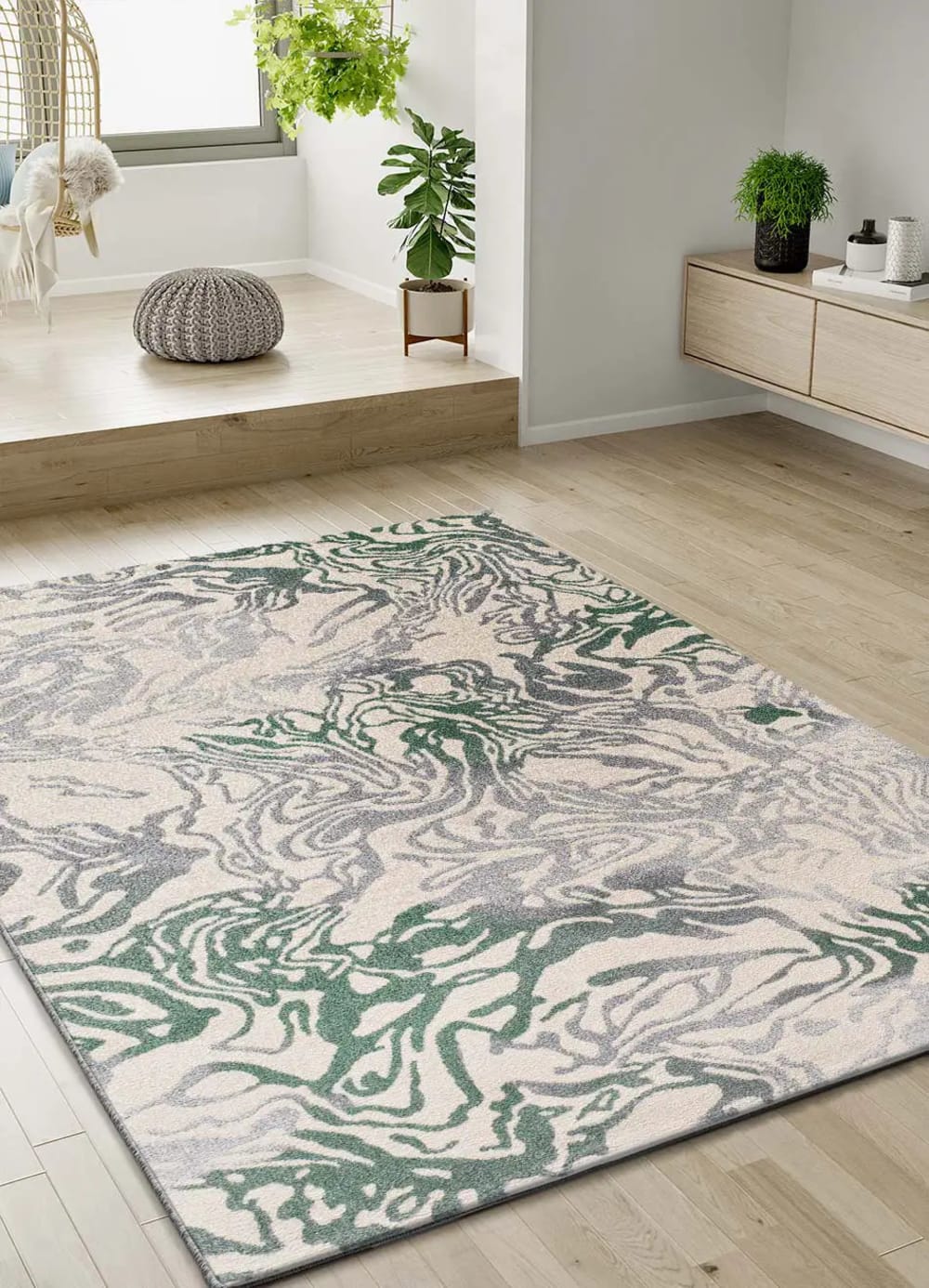 Tapis abstrait vert/gris/beige 80x150 cm — vue 3