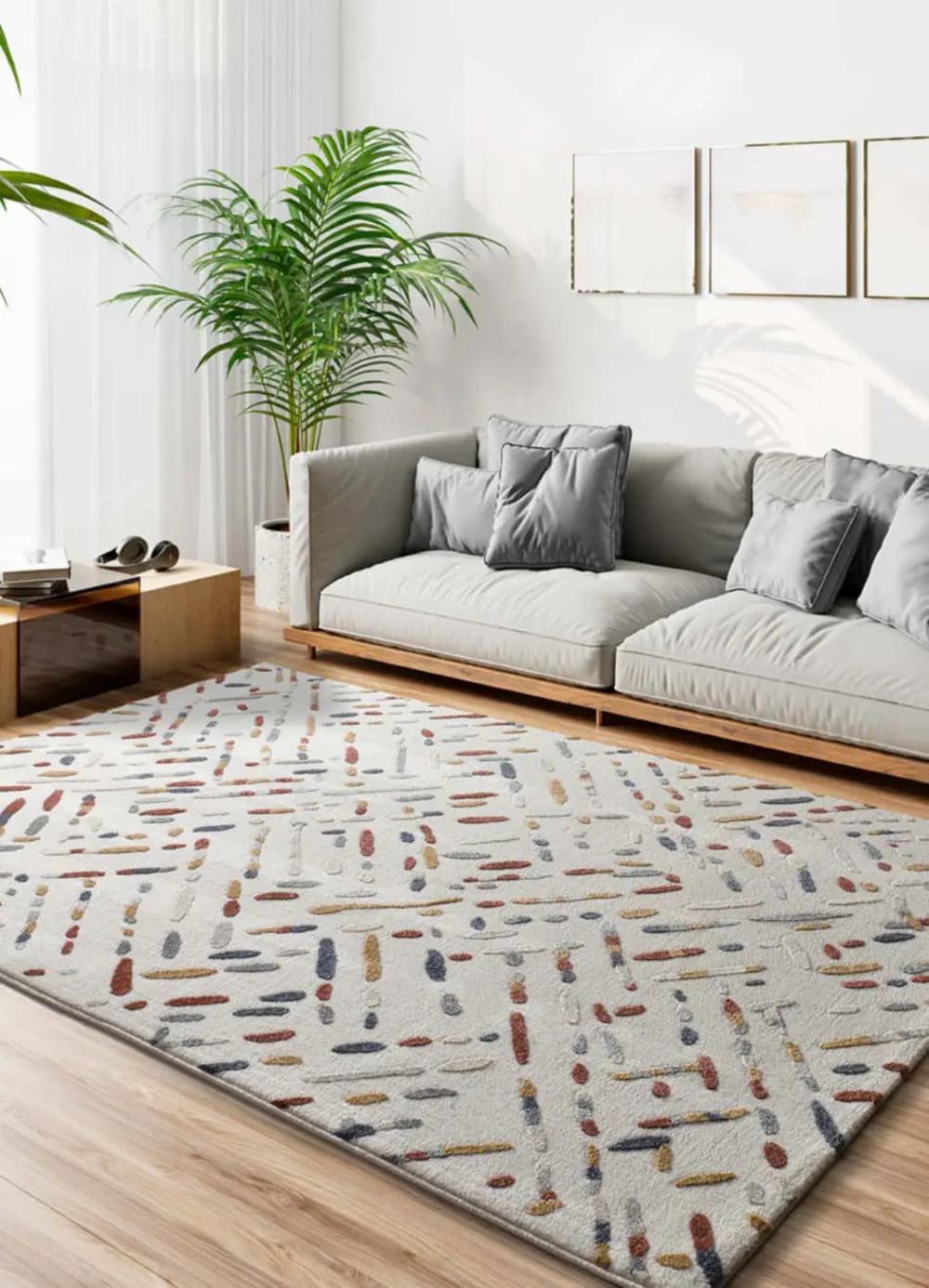 Tapis à relief géométrique multicolore 80x150 cm — vue 3