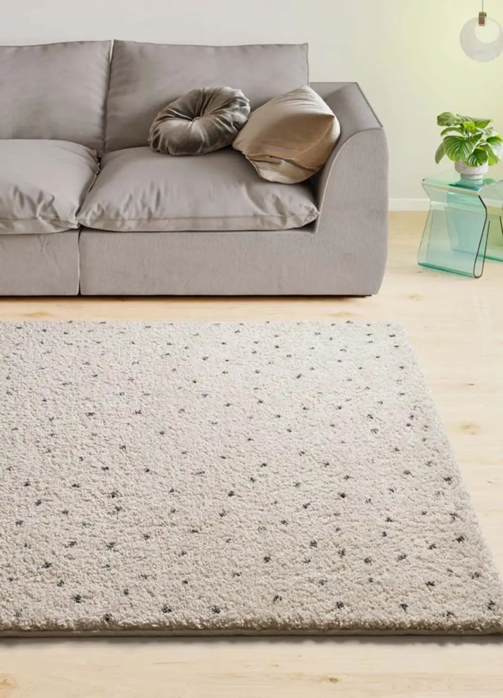 Tapis shaggy moderne crème/noir 160x230 cm — vue 3