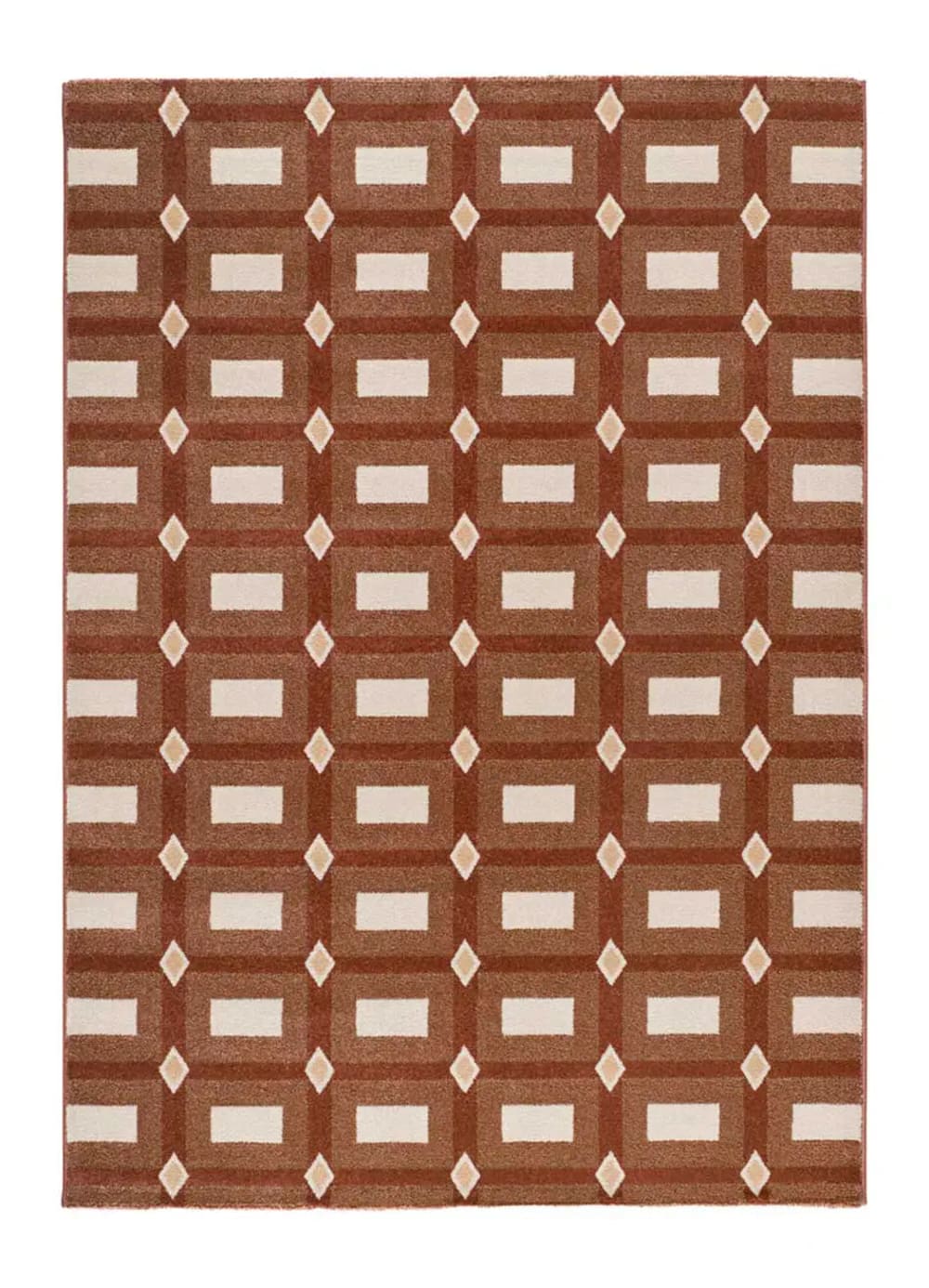Atticgo Kurzflorteppich, Geometrisch, kupfer, 80x150 cm style modern Öko-Tex Zertifikat - Pp - Polypropylen